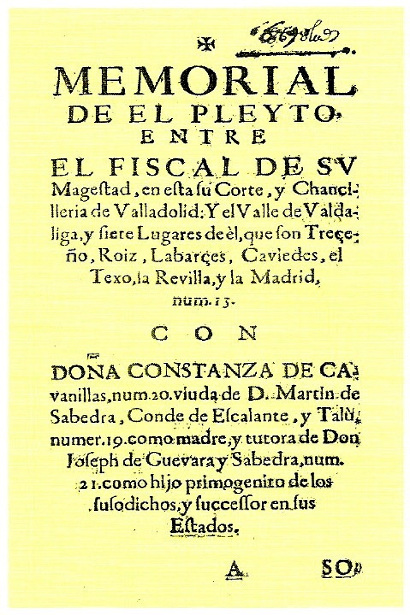 Memorial del pleito de Valdáliga contra el poder señorial.